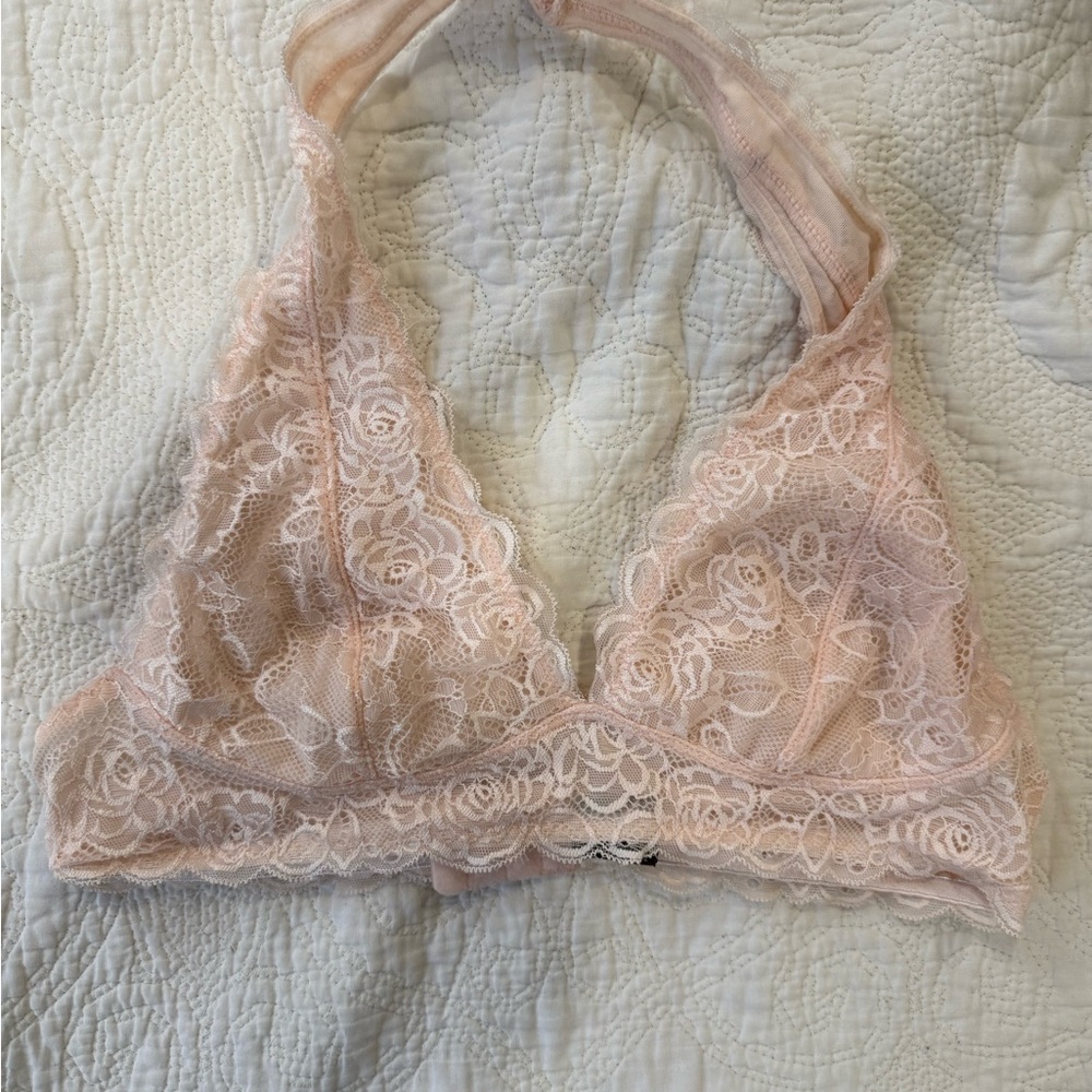 Free Press Lace Halter Bralette in Light Pink